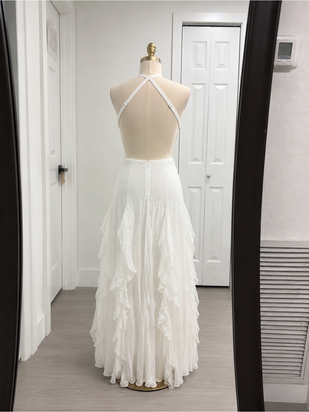 Halter Ruffle Maxi Dress in White - Picture 2 of 2